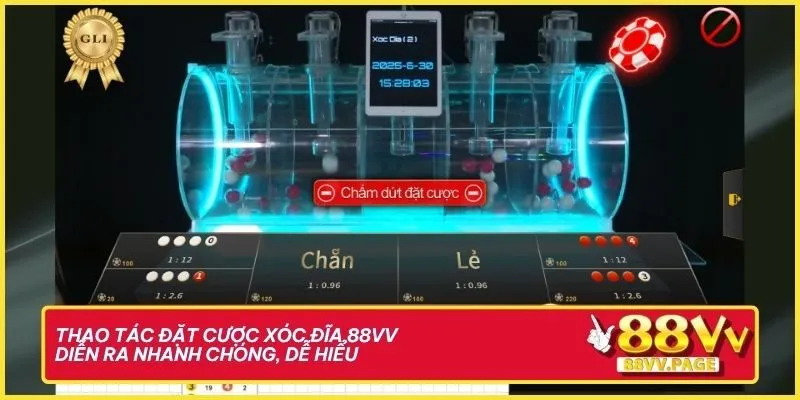 Thao tác đặt cược Xóc Đĩa 88VV diễn ra nhanh chóng, dễ hiểu